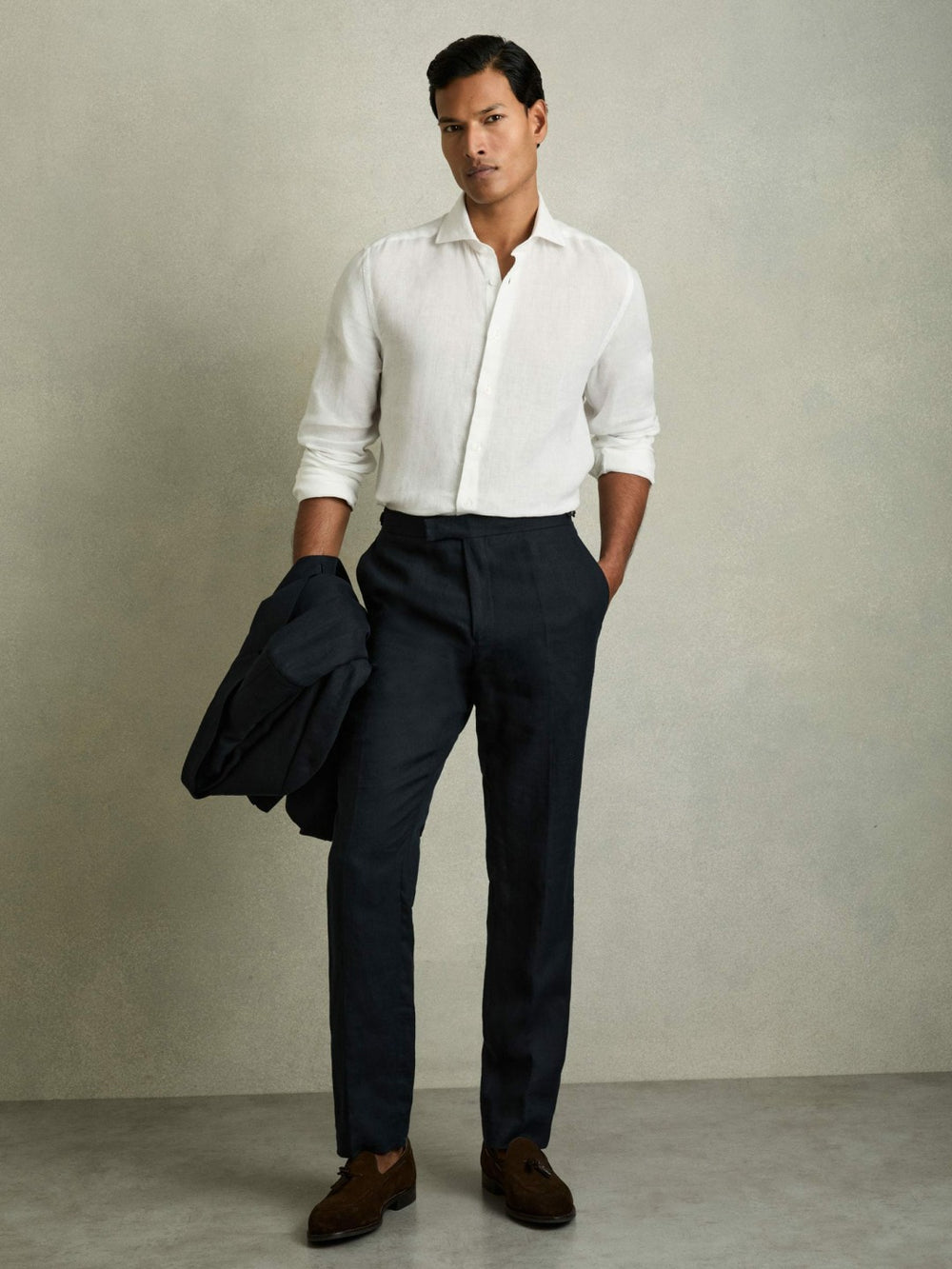 Reiss | Linen Button-Through Shirt in White