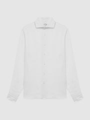 Reiss | Linen Button-Through Shirt in White