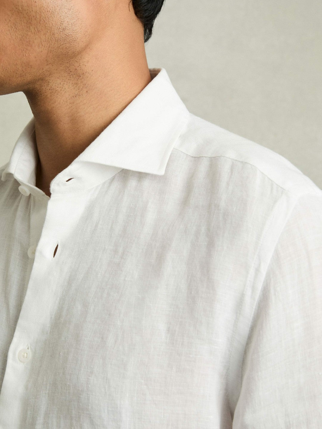 Reiss | Linen Button-Through Shirt in White