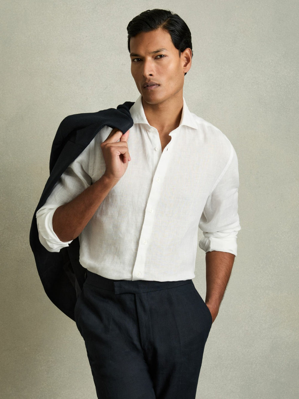 Reiss | Linen Button-Through Shirt in White