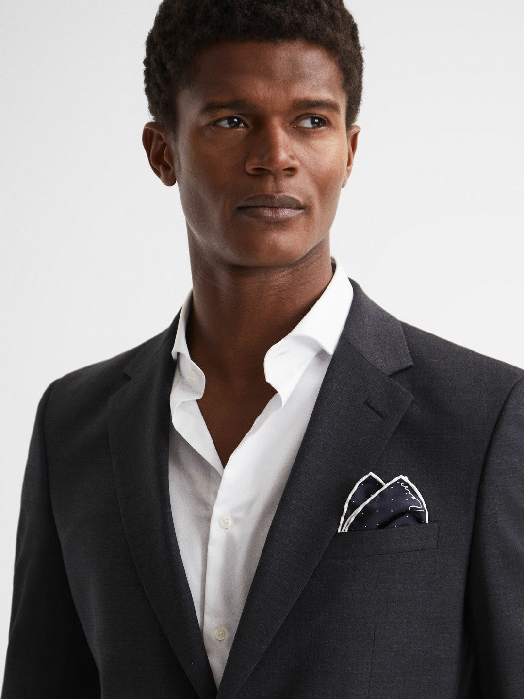 Reiss | Polka Dot Silk Pocket Square in Navy
