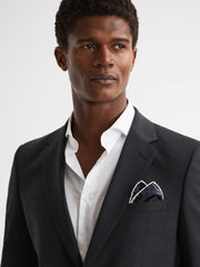 Reiss | Polka Dot Silk Pocket Square in Navy