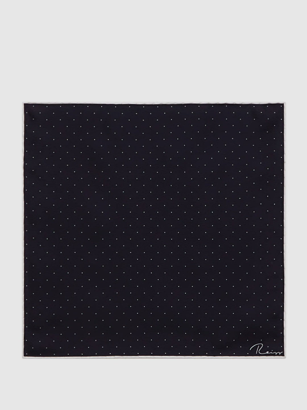 Reiss | Polka Dot Silk Pocket Square in Navy