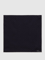Reiss | Polka Dot Silk Pocket Square in Navy