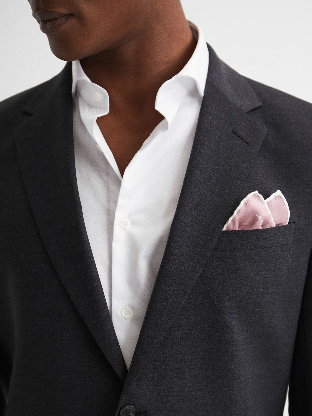 Reiss | Plain Silk Pocket Square in Pink