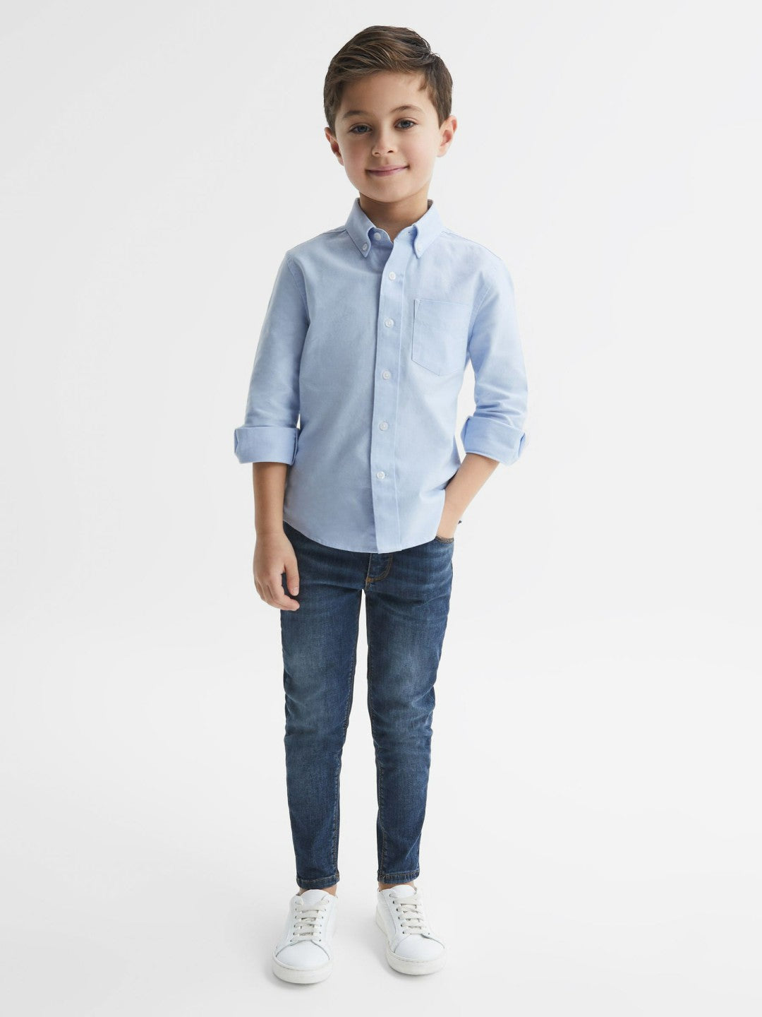 Reiss | 4-9 yrs Button Down Oxford Shirt in Soft Blue