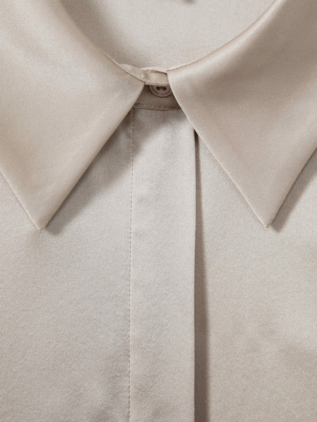 Reiss | Silk Double-Cuff Button-Through Shirt in Champagne