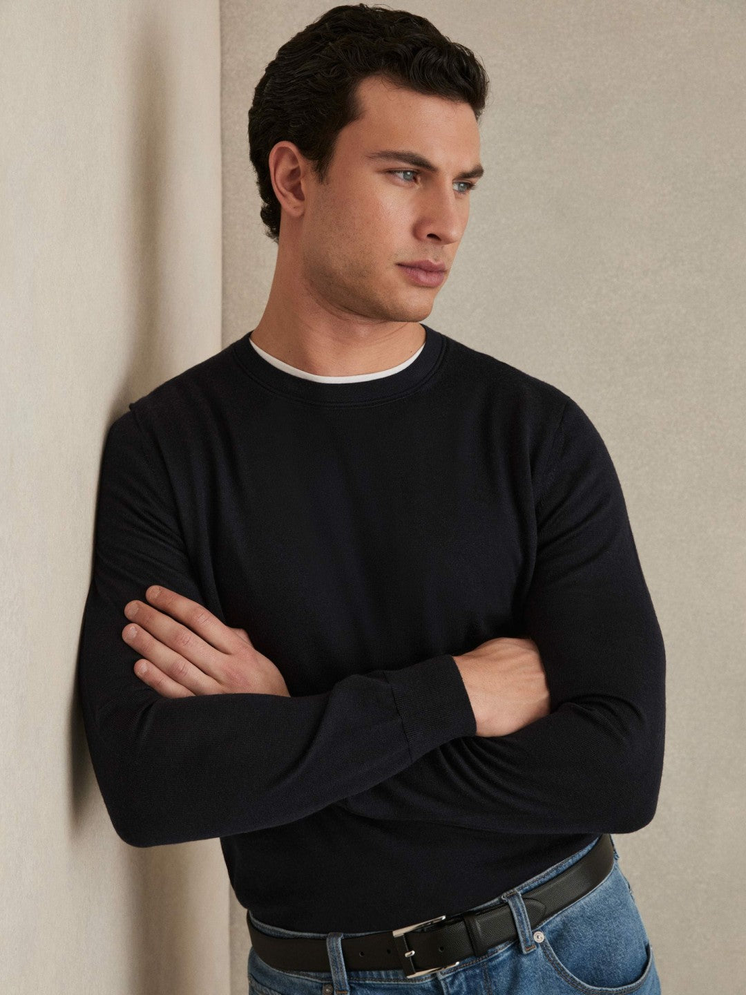 Reiss | Merino Wool Crew Neck Jumper in Navy