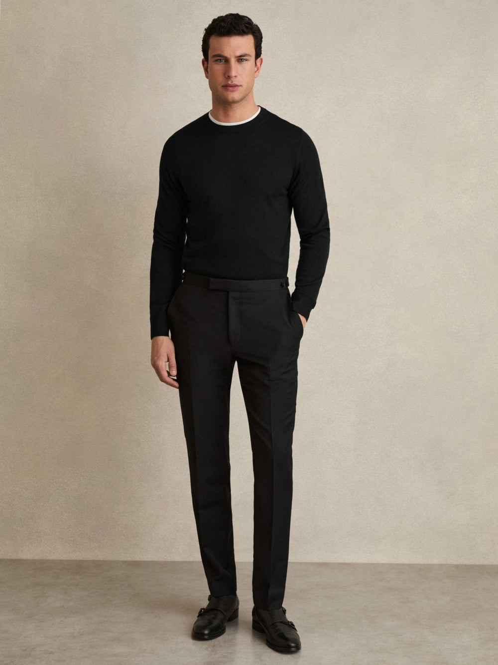 Reiss | Merino Wool Crew Neck Jumper in Black