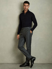 Reiss | Merino Wool Half-Zip Jumper in Navy