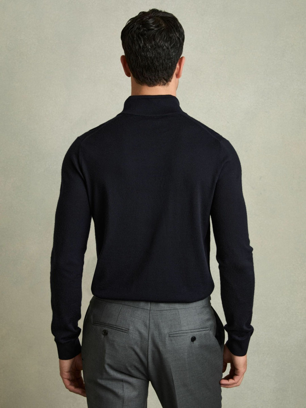 Reiss | Merino Wool Half-Zip Jumper in Navy