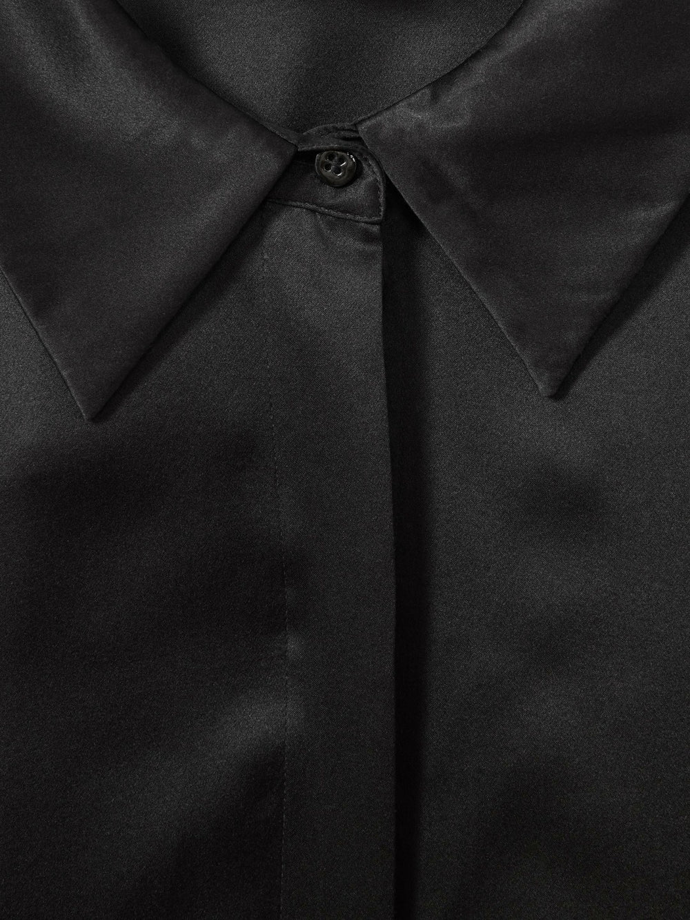 Reiss | Silk Double-Cuff Button-Through Shirt in Black
