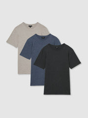 Reiss | Cotton-Jersey Crew-Neck T-shirts 3 Pack in Multi Melange