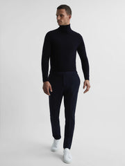 Reiss | Slim Fit Merino Wool Roll Neck Jumper in Navy