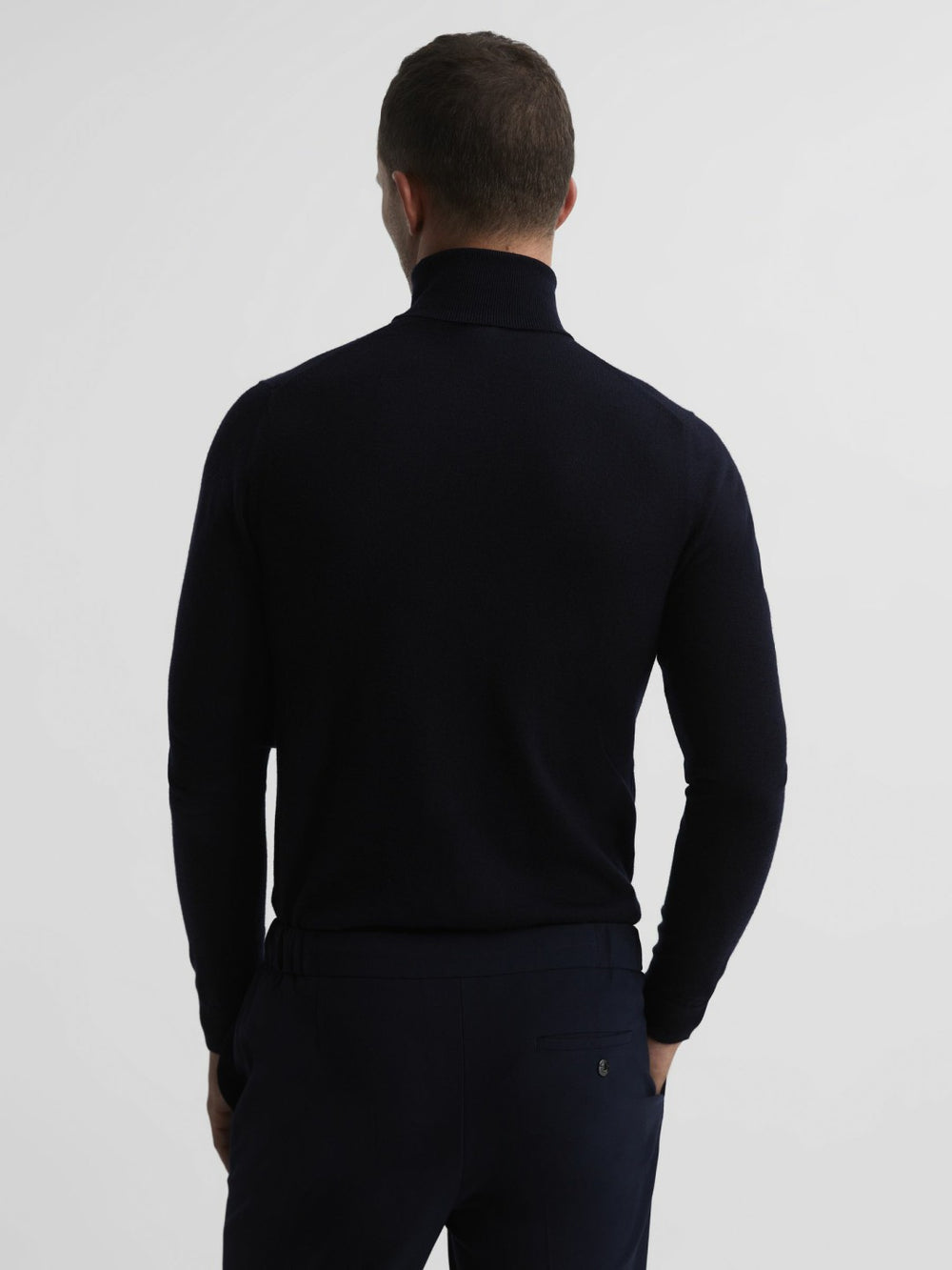 Reiss | Slim Fit Merino Wool Roll Neck Jumper in Navy