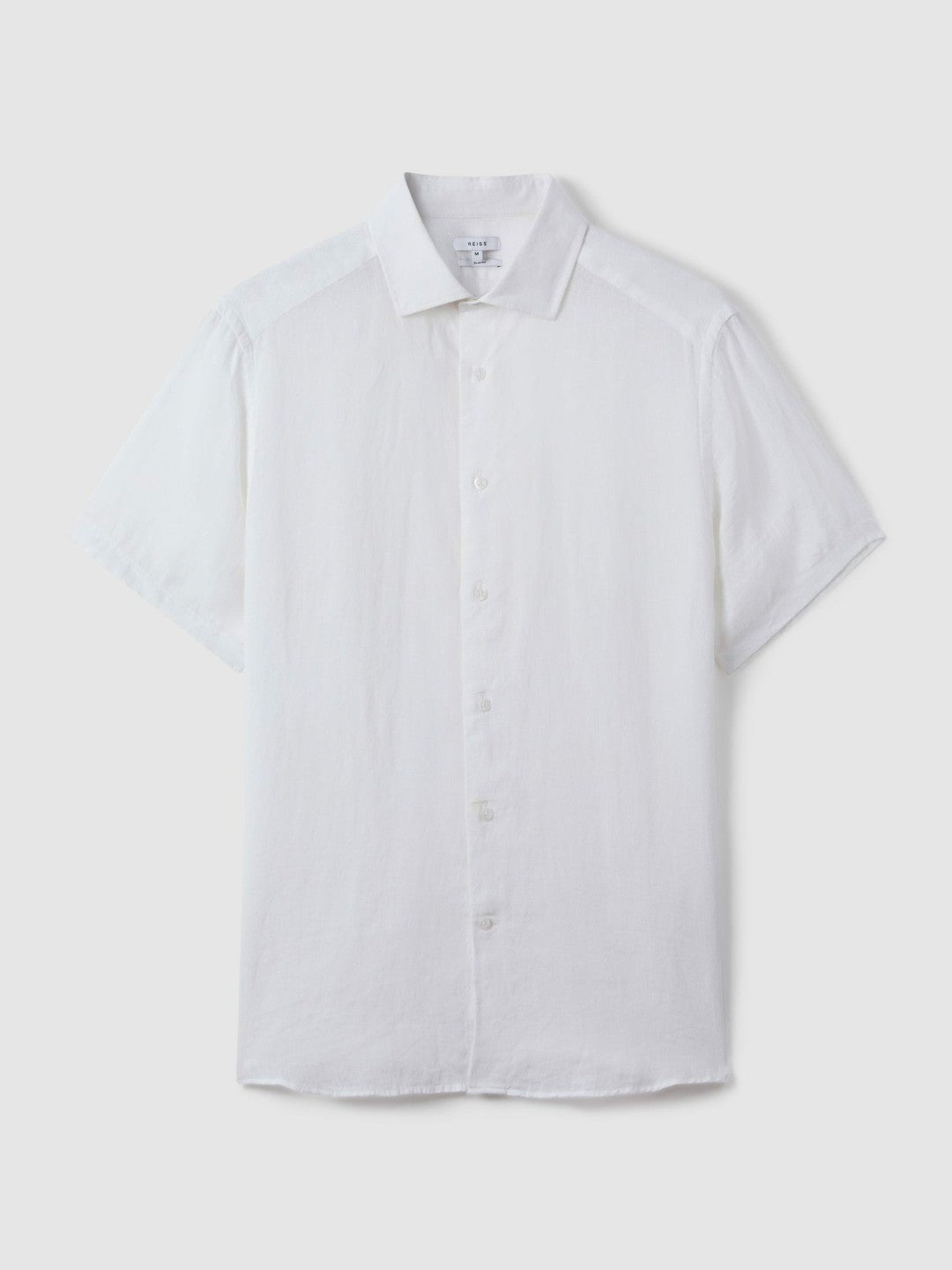 Reiss | Slim Fit Linen Button-Through Shirt in White