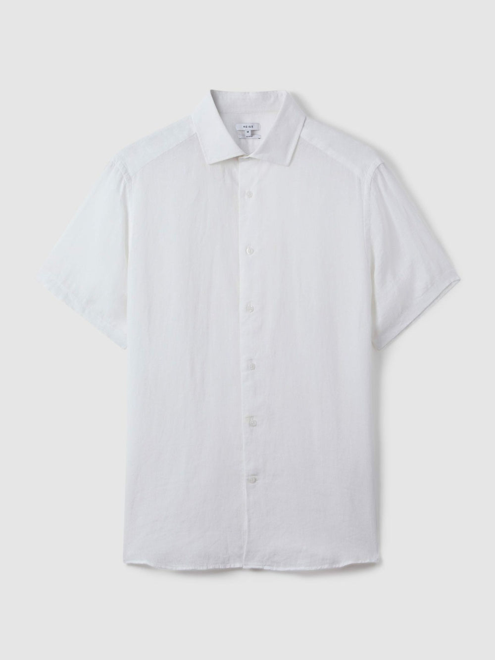 Reiss | Slim Fit Linen Button-Through Shirt in White
