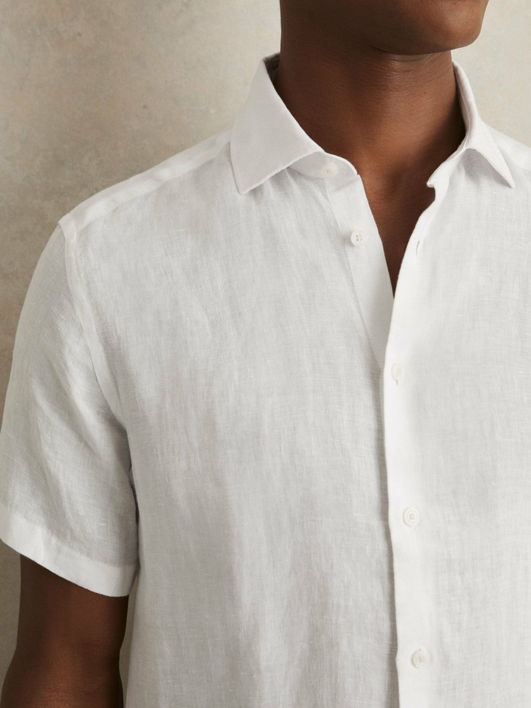 Reiss | Slim Fit Linen Button-Through Shirt in White