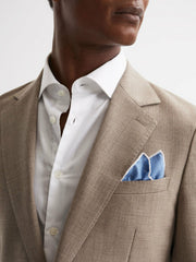 Reiss | Plain Silk Pocket Square in Airforce Blue