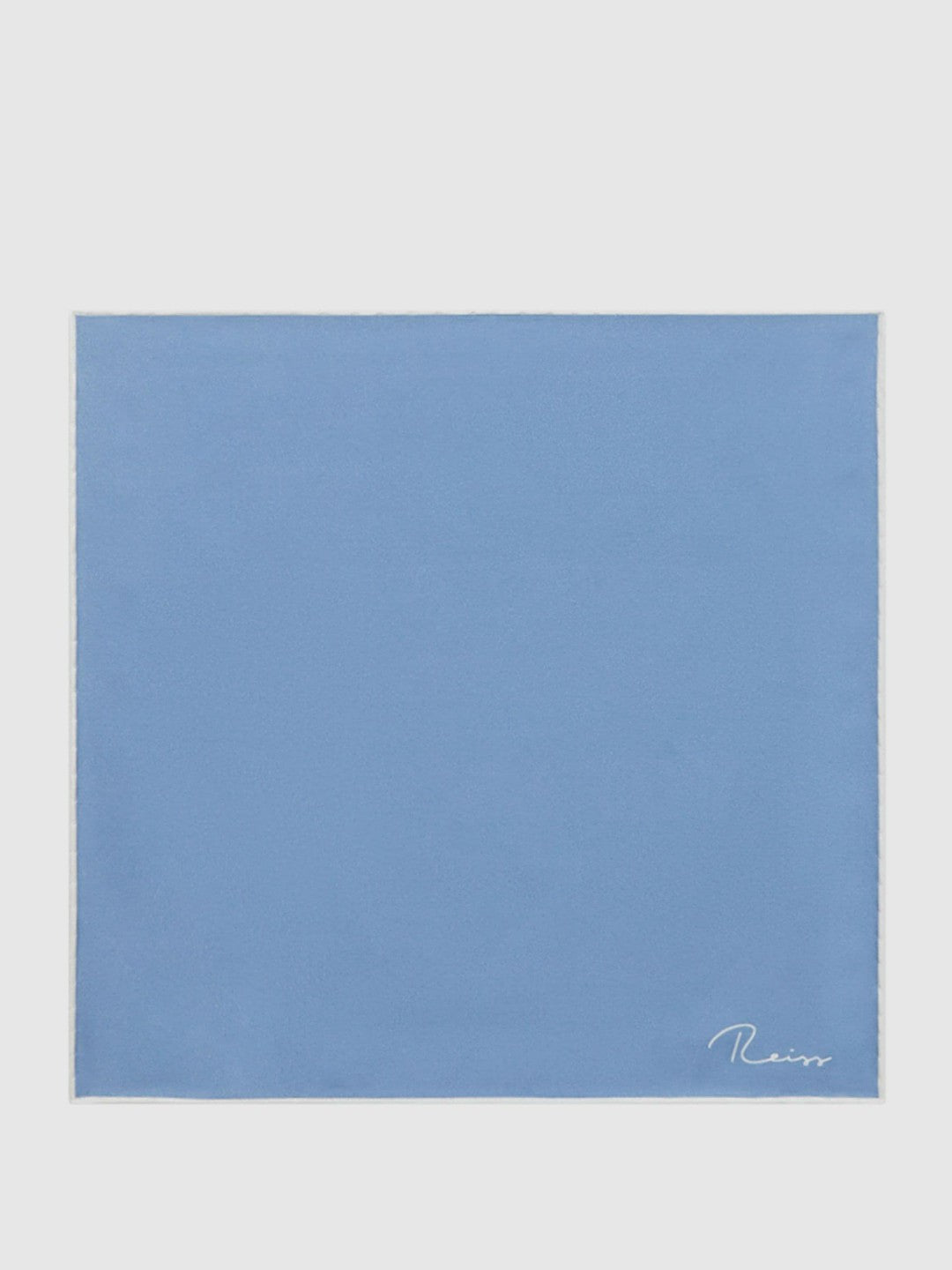 Reiss | Plain Silk Pocket Square in Airforce Blue