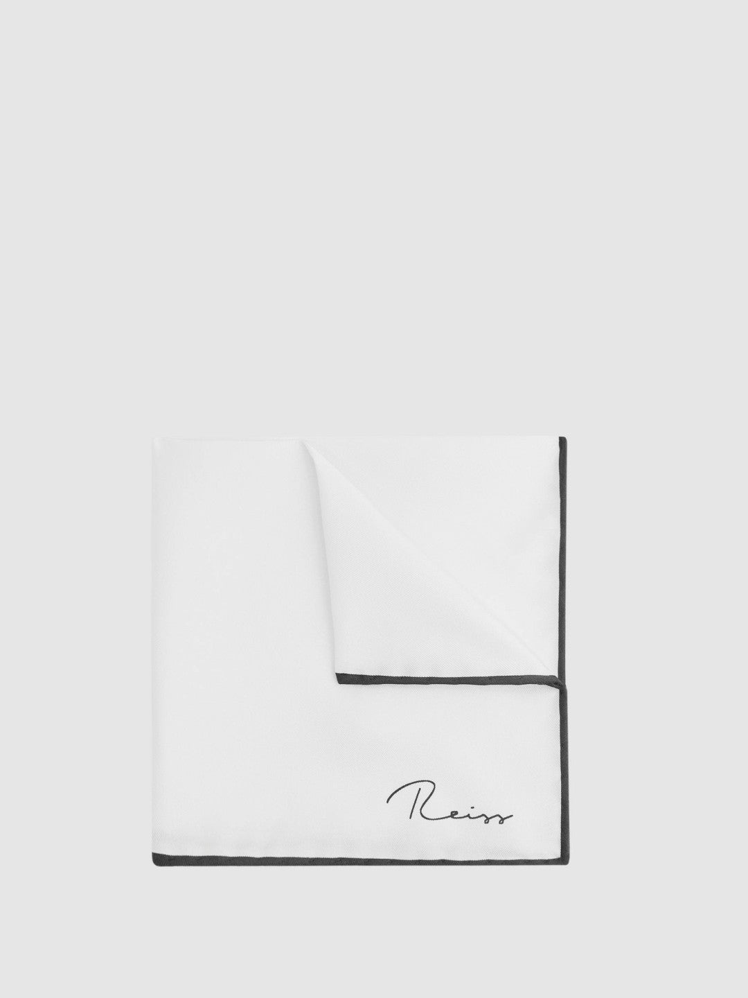 Reiss | Plain Silk Pocket Square in White