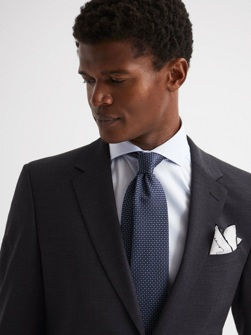 Reiss | Plain Silk Pocket Square in White