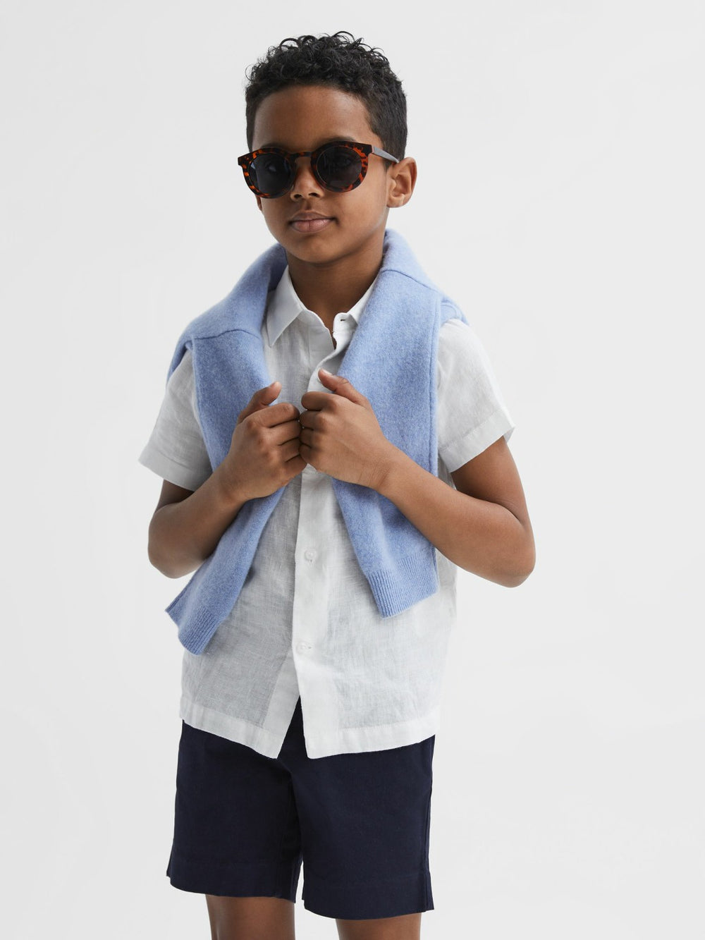 Reiss | 3-9 yrs Short Sleeve Linen Shirt in White