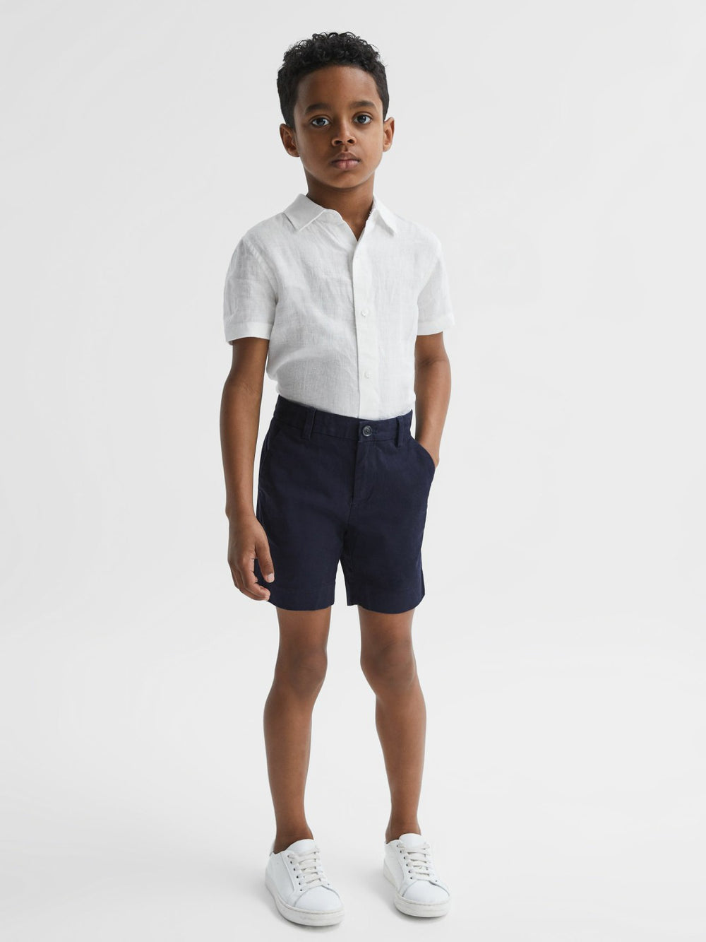 Reiss | 3-9 yrs Short Sleeve Linen Shirt in White