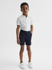 Reiss | 3-9 yrs Short Sleeve Linen Shirt in White