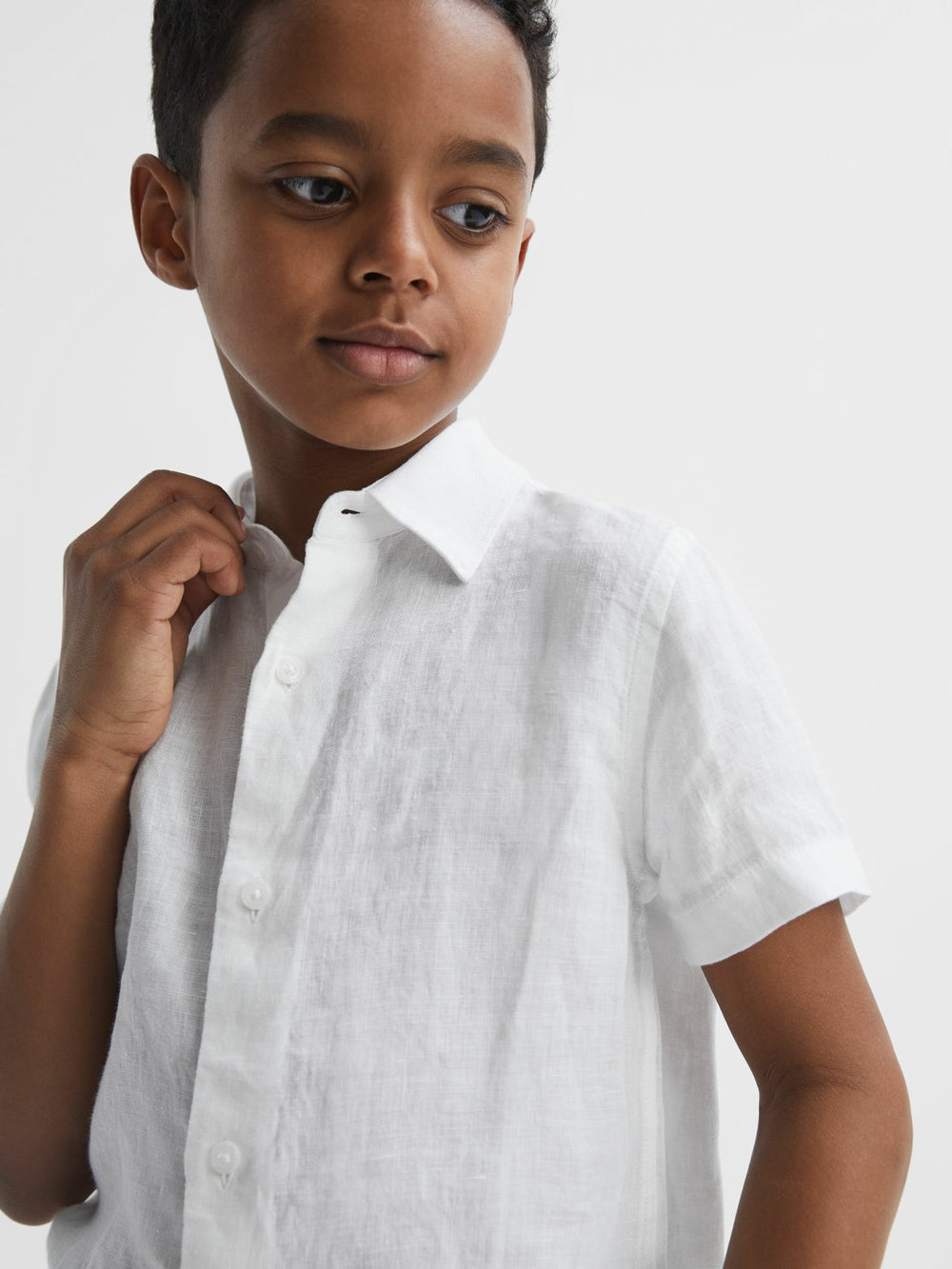 Reiss | 3-9 yrs Short Sleeve Linen Shirt in White
