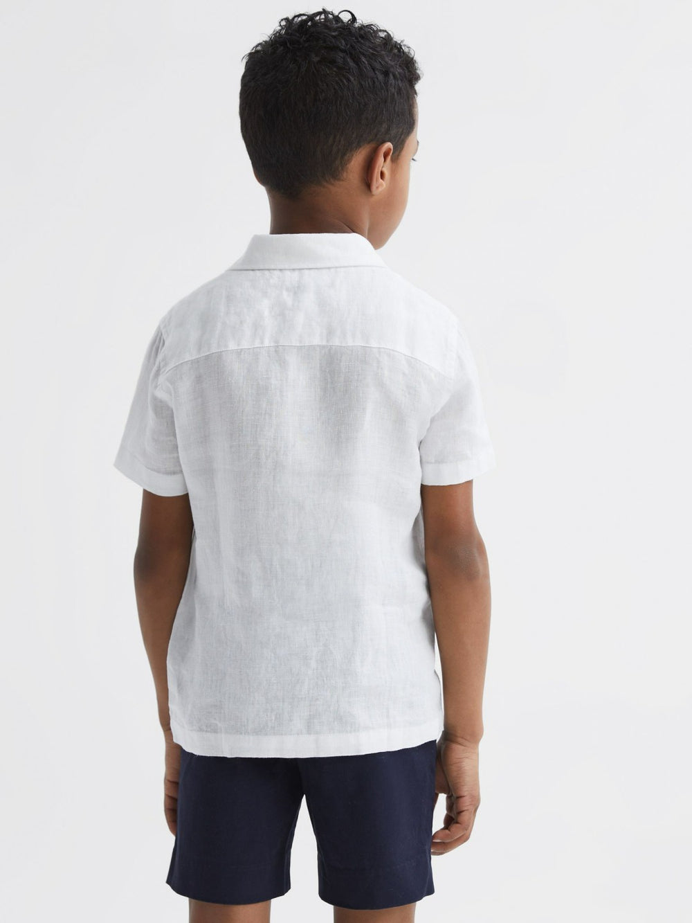 Reiss | 3-9 yrs Short Sleeve Linen Shirt in White