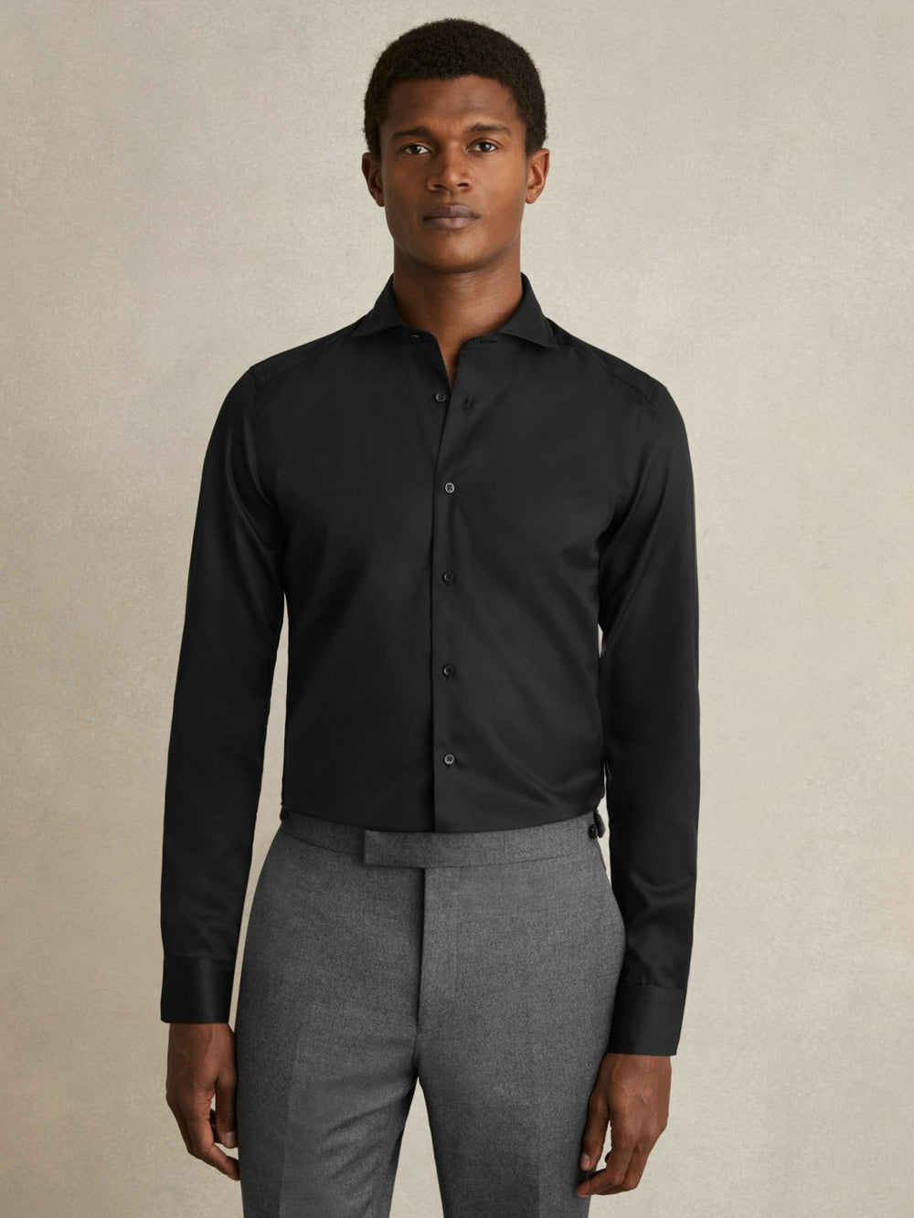 Reiss | Slim Fit Cotton-Twill Two-Fold Shirt Slim-Fit in Black