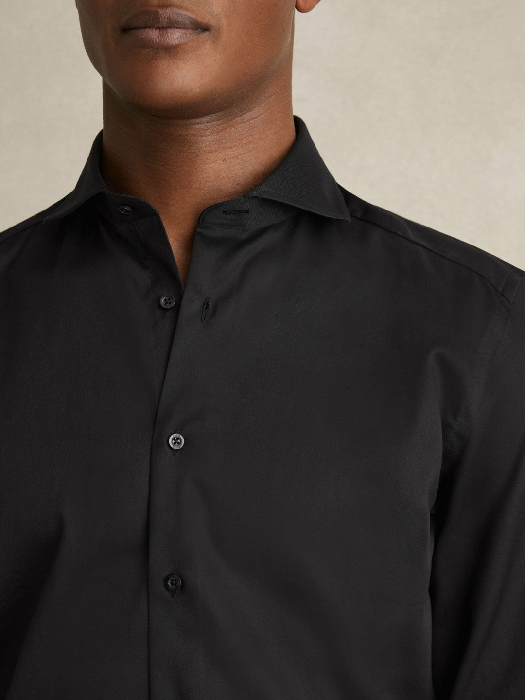 Reiss | Slim Fit Cotton-Twill Two-Fold Shirt Slim-Fit in Black