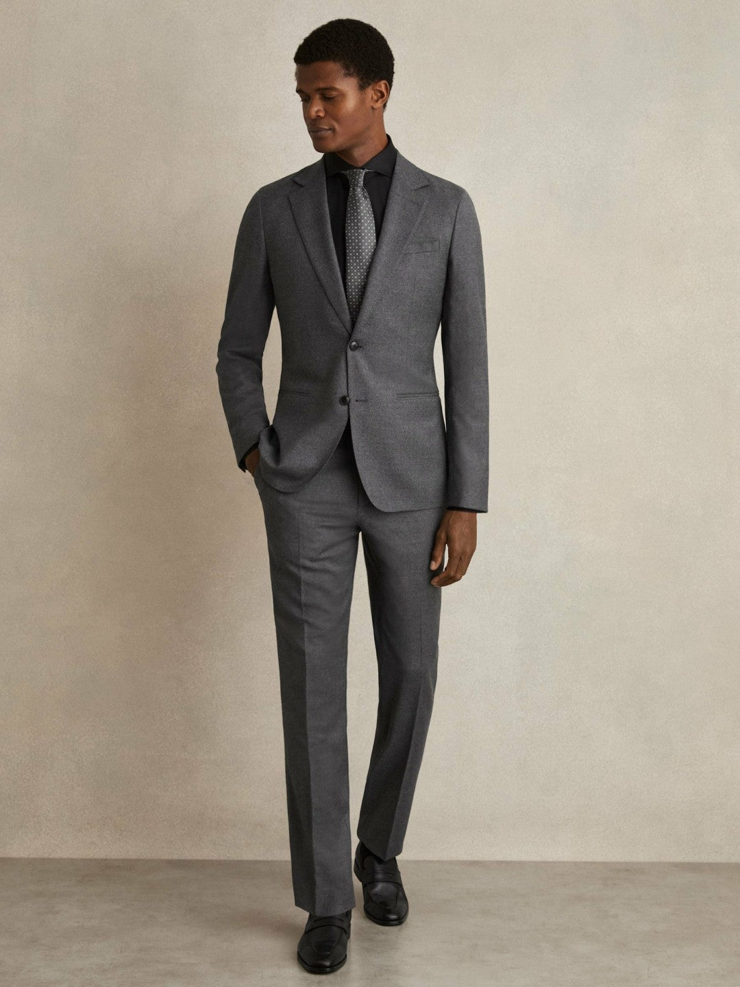 Reiss | Slim Fit Cotton-Twill Two-Fold Shirt Slim-Fit in Black