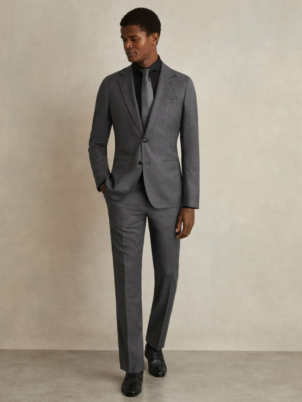 Reiss | Slim Fit Cotton-Twill Two-Fold Shirt Slim-Fit in Black