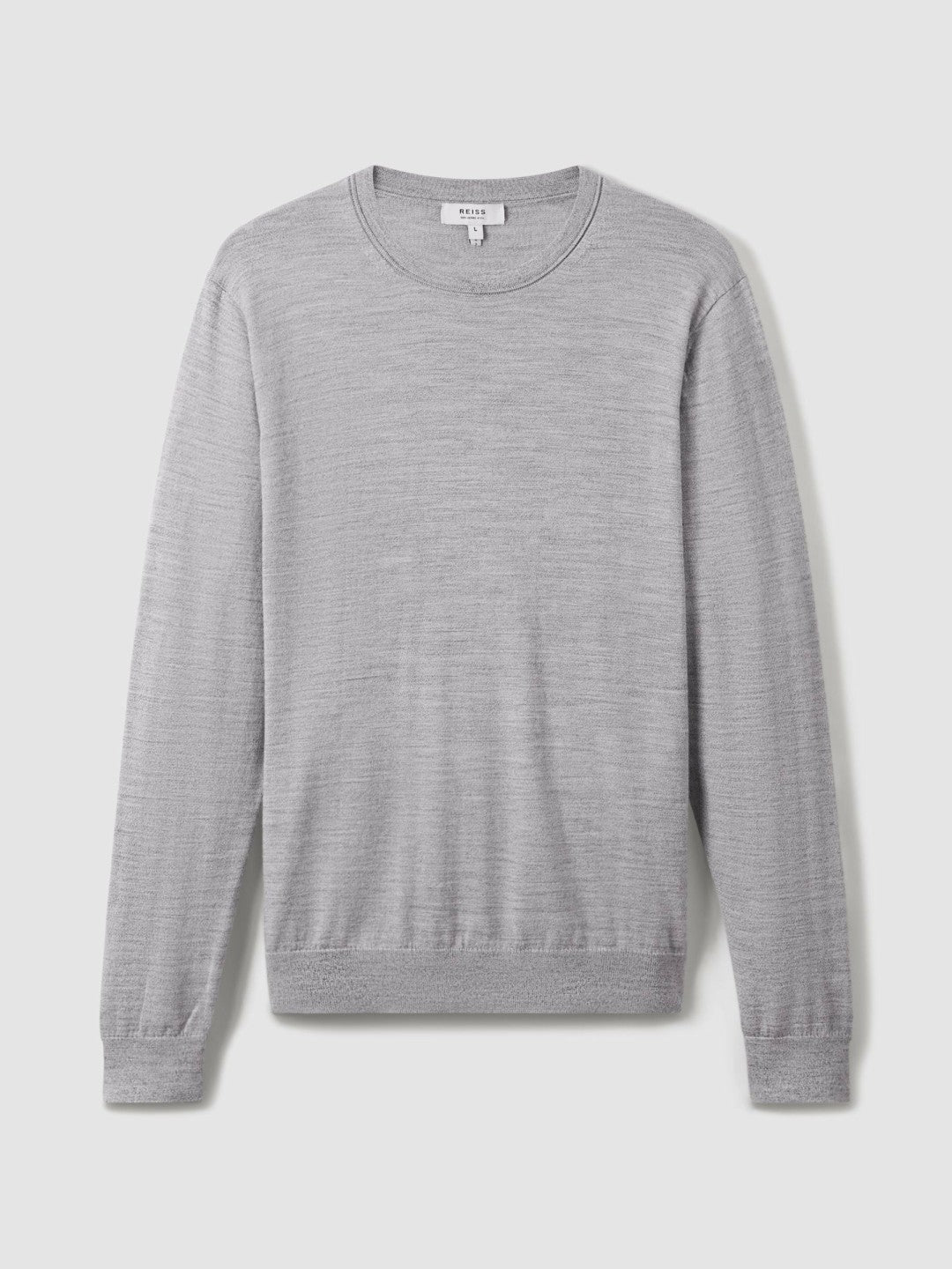 Reiss | Merino Wool Crew Neck Jumper in Soft Grey Mouline