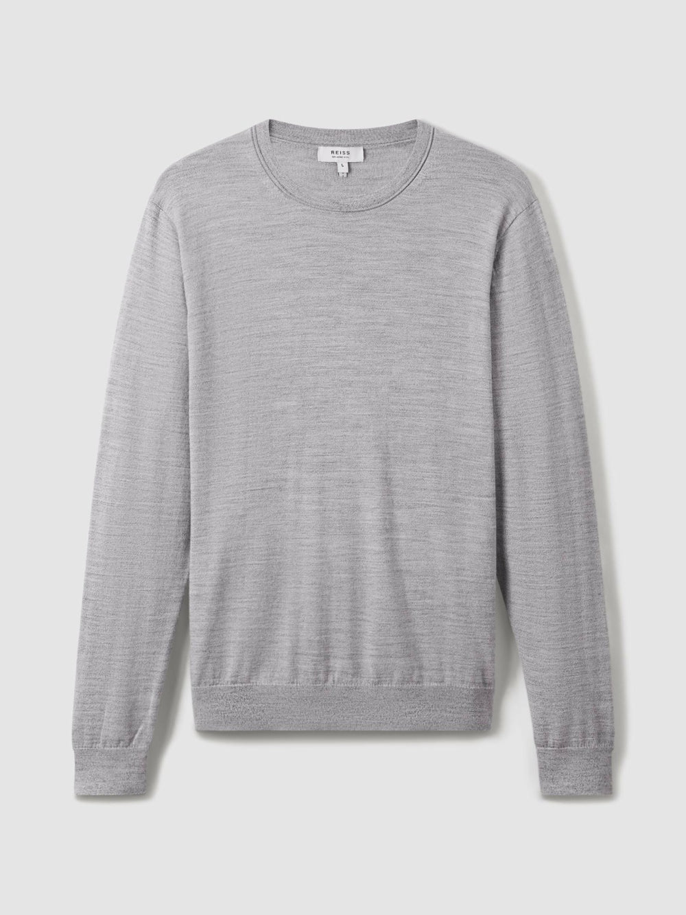 Reiss | Merino Wool Crew Neck Jumper in Soft Grey Mouline
