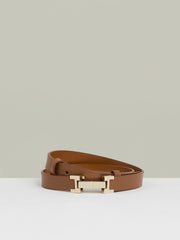 Reiss | Leather Square Hinge Belt in Tan