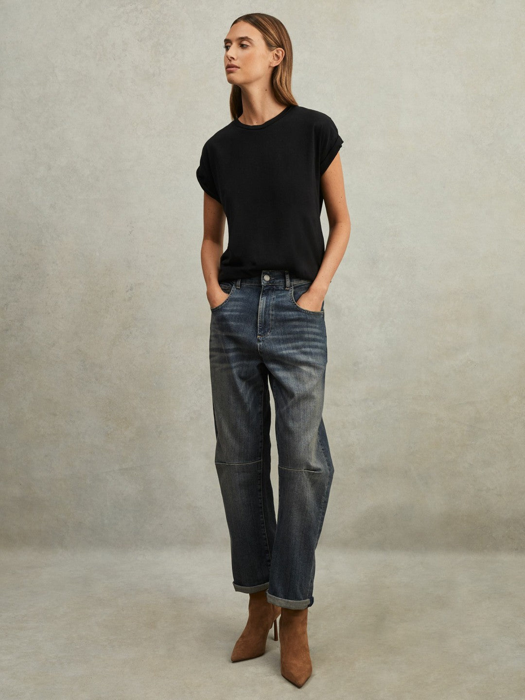Reiss | Cotton-Jersey Crew Neck T-Shirt in Black