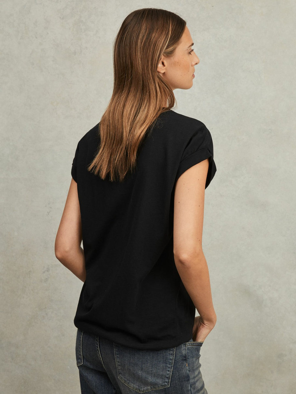 Reiss | Cotton-Jersey Crew Neck T-Shirt in Black