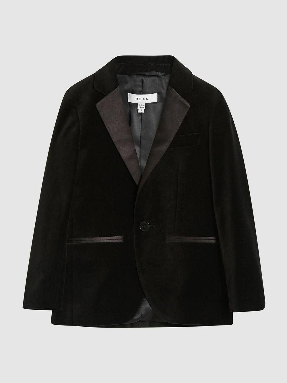 Reiss | 4-9 yrs Single Breasted Velvet Blazer in Black