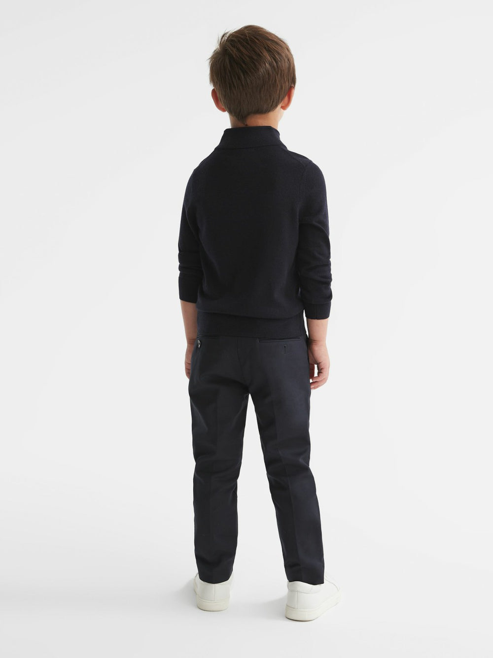 Reiss | 9-14 yrs Merino Wool Zip-Neck Jumper in Navy