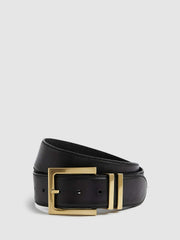 Reiss | Leather Square Buckle Belt in Black