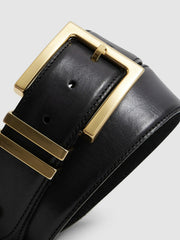 Reiss | Leather Square Buckle Belt in Black