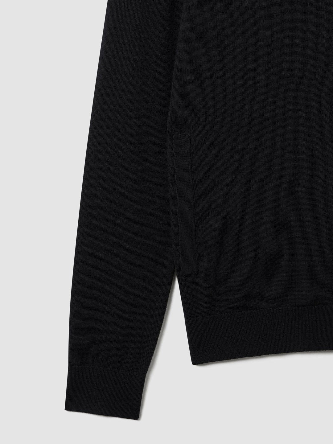 Reiss | Merino Wool Zip-Through Cardigan in Black