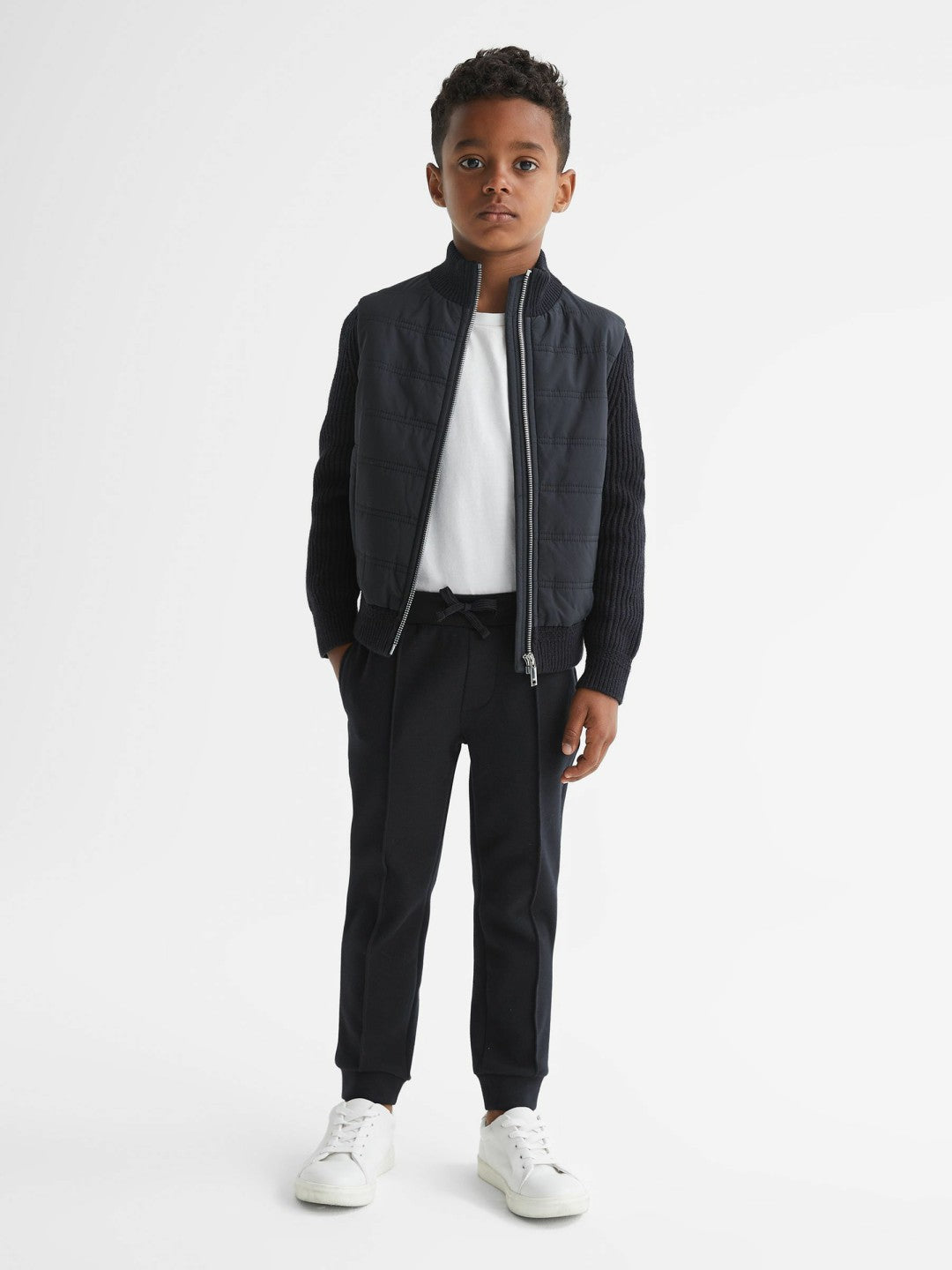 Reiss | 3-9 yrs Hybrid Zip Through Quilted Jacket in Navy