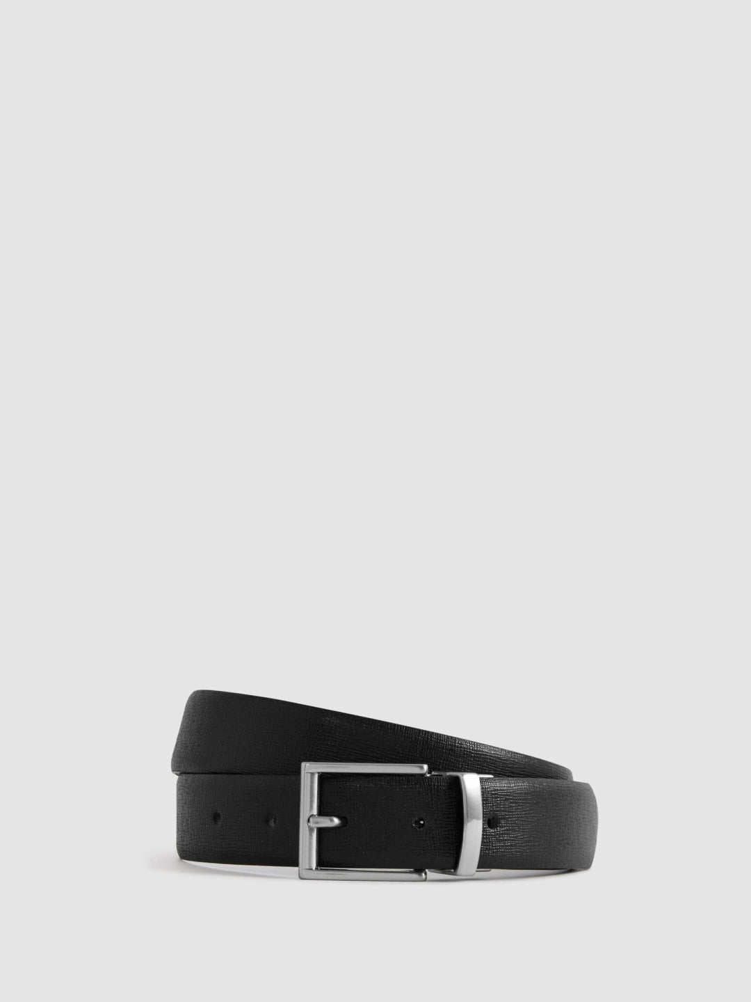Reiss | Reversible Leather Belt in Black