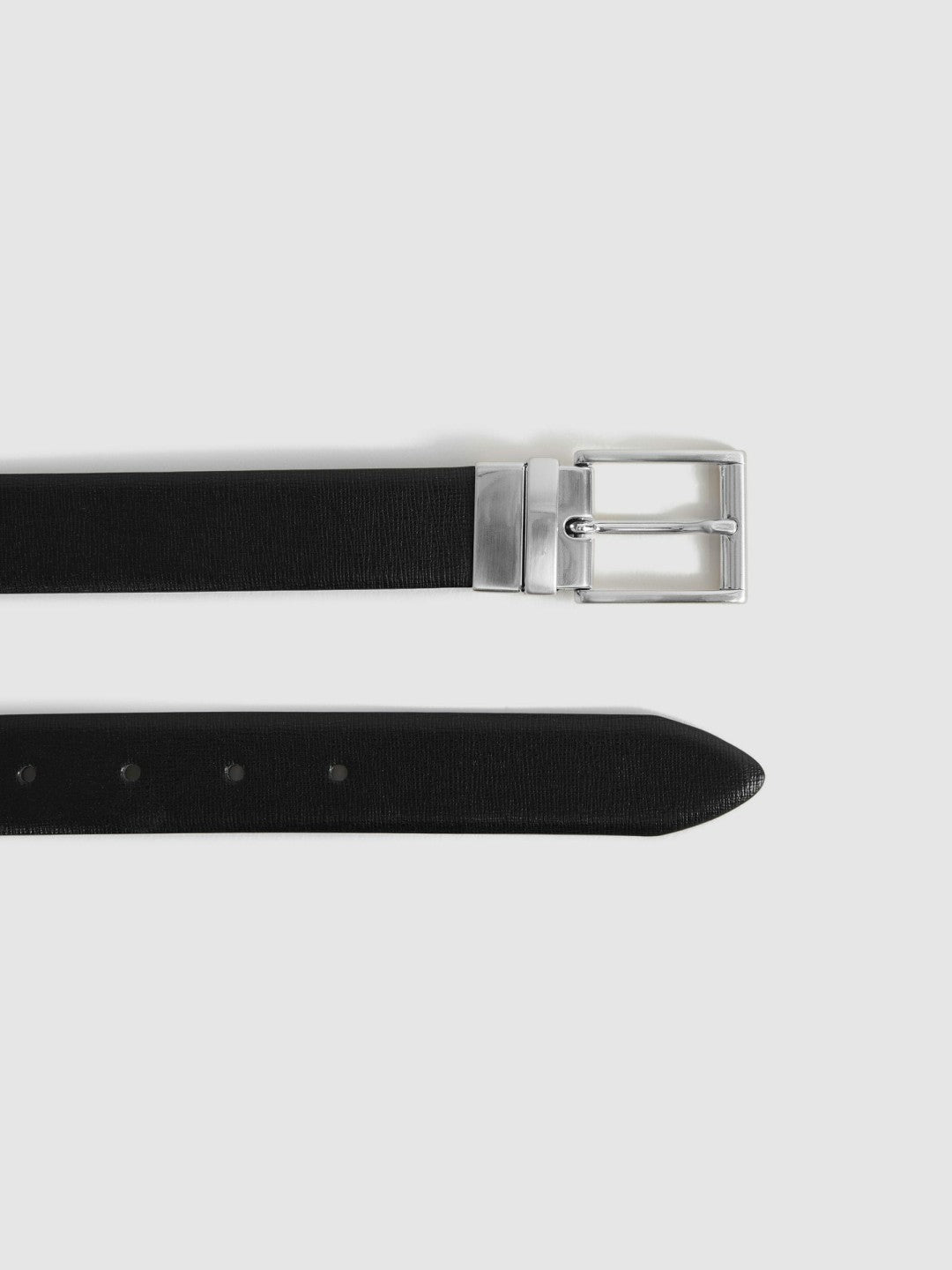 Reiss | Reversible Leather Belt in Black
