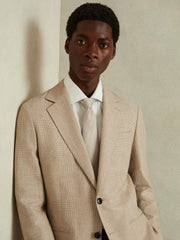 Reiss | Textured Silk Blend Tie in Soft Champagne