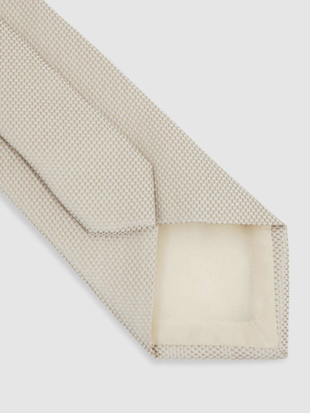 Reiss | Textured Silk Blend Tie in Soft Champagne
